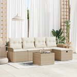 vidaXL Ensemble de canapé de jardin 6 Pièces Beige Poly rotin