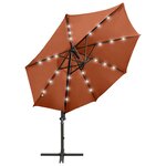 vidaXL Parasol de jardin en porte-à-faux avec mât et lumières LED