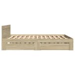 vidaXL Cadre de lit tête de lit sans matelas chêne sonoma 140x200 cm