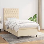 vidaXL Sommier à lattes de lit avec matelas Crème 100x200 cm Tissu