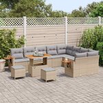 vidaXL Ensemble de canapé de jardin 12 Pièces Beige polyrotin