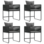 vidaXL Chaises de Jardin avec Coussins 4 Pièces Noir Rattan Poly