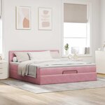 VidaXL Cadre de lit ottoman avec matelas rose 160x200 cm velours