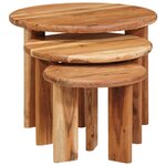 vidaXL Tables basses gigognes 3 Pièces Marron Bois d'Acacia Massif