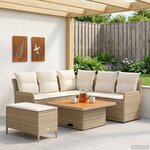 vidaXL Ensembles de meubles 5 Pièces Beige et crème Rotin PE