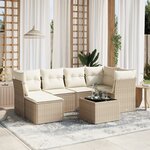 vidaXL Salon de jardin avec coussins 7 Pièces beige résine tressée