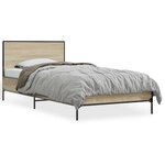 vidaXL Cadre de lit chêne sonoma 90x190 cm bois d'ingénierie et métal
