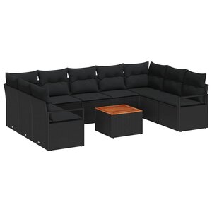 vidaXL Ensemble de canapé de jardin 10 Pièces Noir