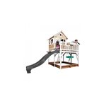 AXI Classic Liam Maisonnette avec balancoire nid  Marron Blanc Toboggan Gris