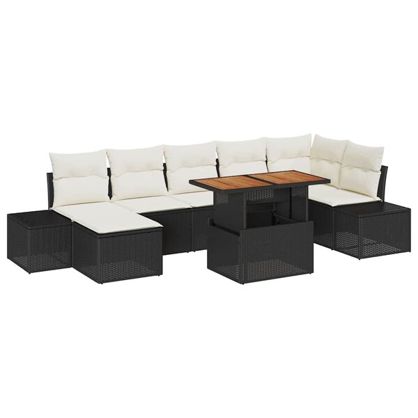 vidaXL Ensemble de canapé de jardin 8 Pièces Noir Poly rotin