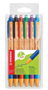Pochette de 6 Stylo Bille Rétractable POINTBALL Tracé 0,5 mm Multicolore STABILO