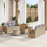 vidaXL Ensemble de canapé de jardin 9 Pièces Beige polyrotin