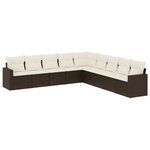 vidaXL Salon de jardin avec coussins 9 Pièces marron résine tressée