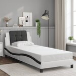 vidaXL Cadre de lit sans matelas blanc et noir 100x200 cm similicuir