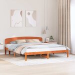 vidaXL Cadre de lit avec tête de lit Marron Ciré 200x200 cm Bois Massif Pin