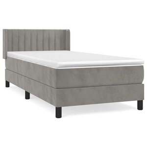 vidaXL Sommier à lattes de lit et matelas Gris clair 90x190 cm Velours