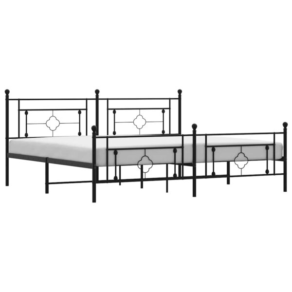 vidaXL Cadre de lit métal sans matelas avec pied de lit noir 193x203cm