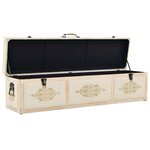 Banc banquette de rangement 110 cm crème bois de sapin massif et tissu 02_0010762