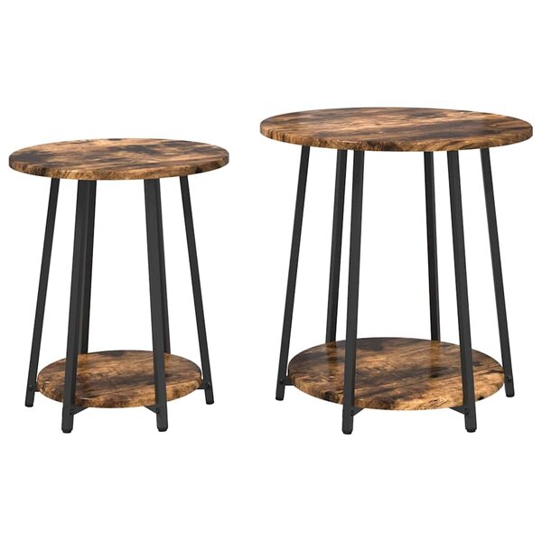 vidaXL Ensemble de tables d'appoint 2 Pièces Chêne fumé et noir