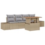 vidaXL Ensemble de salle à manger de jardin de 5 pièces avec coussins en rattan poly beige et acacia