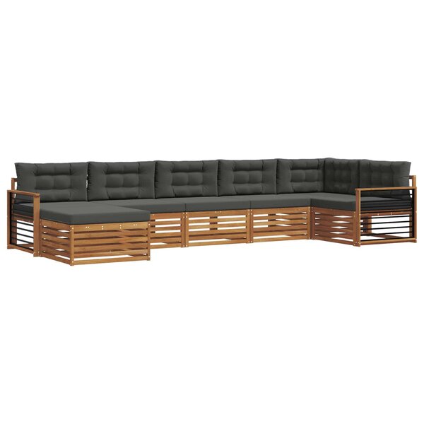 vidaXL Ensemble de canapés d'extérieur 7 pc Naturel et Anthracite