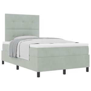 vidaXL Lit à ressorts avec matelas Gris clair 120 x 190 cm Velours