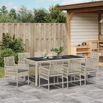 Ensemble de salle à manger de jardin 9 pièces vidaXL en poly rattan gris clair