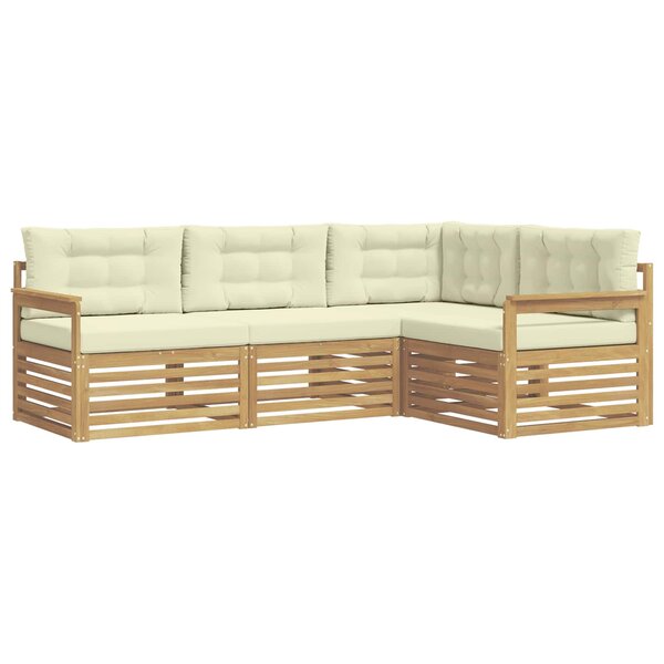 vidaXL Ensemble de canapés d'extérieur 5 pc Blanc et crème Polyester