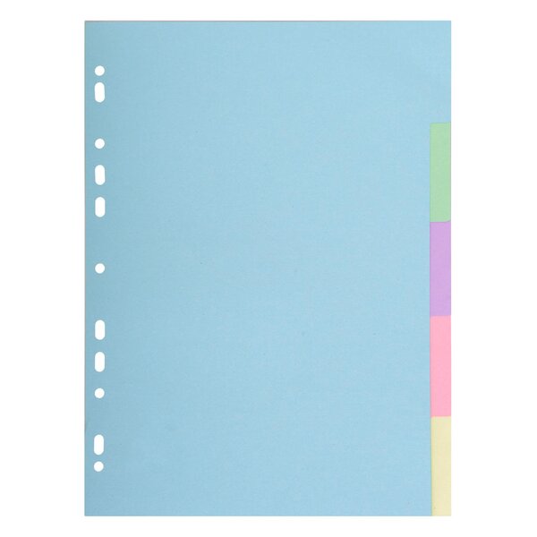 Intercalaires Carte Pastel 170g Forever 5 Positions - A4 - Couleurs Assorties - X 50 - Exacompta