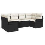 Ensemble de canapé de jardin de 6 pièces avec coussins en poly rattan noir