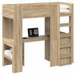vidaXL Cadre de lit superposé avec bureau Chêne Sonoma 75 x 190 cm