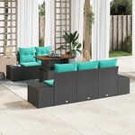 vidaXL Ensemble de salle à manger pour jardin 6 Pièces Noir et Sarcelle