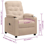 vidaXL Fauteuil inclinable électrique Crème Tissu