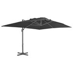 vidaXL Parasol de jardin en porte-à-faux avec mât en aluminium noir