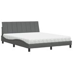 vidaXL Lit avec matelas gris foncé 160x200 cm tissu