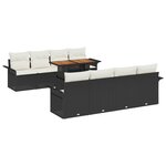 vidaXL Ensemble de canapé de jardin avec coussin 7 Pièces Noir et crème