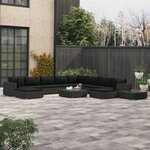 vidaXL Salon de jardin 12 Pièces avec coussins Résine tressée Noir