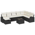 vidaXL Ensemble de canapés de jardin 9 pièces avec coussins noir en poly rattan