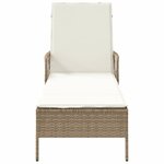 vidaXL Chaise longue avec coussin Beige 157 x 55 x 92cm polyrotin