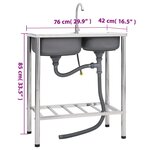 vidaXL Évier de camping Double lavabo avec robinet Acier inoxydable