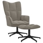 vidaXL Chaise de relaxation avec tabouret Gris clair Velours
