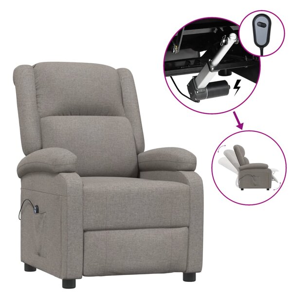 vidaXL Fauteuil inclinable électrique Taupe Tissu