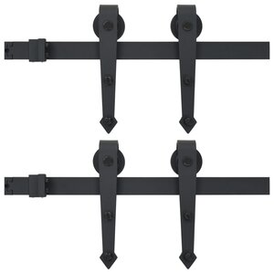 vidaXL Kits de fixation pour porte coulissante 2 Pièces 200 cm Acier Noir