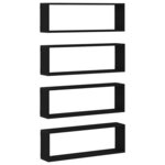 vidaXL Étagère murale avec étagère 4 Pièces Chêne Noir 80 x 15 x 26 cm