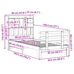 vidaXL Lit bibliothèque sans matelas blanc 90x190cm bois de pin massif