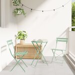 Ensemble de Bistro Pliable 3 Pièces Mint Clair en Acier