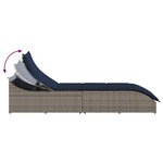 vidaXL Chaise longue pliante coussin et rangement gris résine tressée