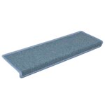 vidaXL Tapis d'escalier 30 pièces 65 x 21 x 4 cm Bordure rectangulaire bleu marine