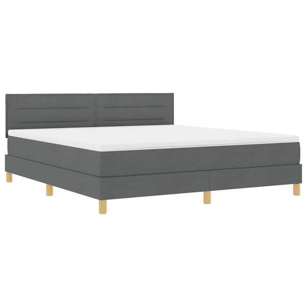 vidaXL Lit à ressort LED avec bandes LED Gris foncé 180 x 200 cm tissu