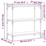 vidaXL Bibliothèque 3 niveaux chêne brun 80x30x86 cm bois d'ingénierie